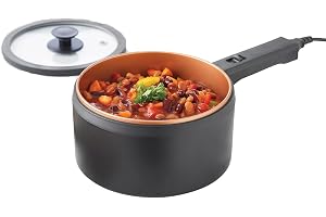 3 PAGEN Elektrisk kastrull med lock, 2 l, non-stick, varmgryta, multikokare, matlagning utan spis, elektrisk kastrull med 2 temperaturregulatorer, multifunktionell och energibesparande, 300