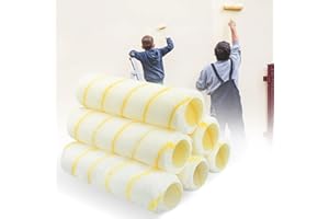 THATSRAD 6 PZS Recambio Rodillos de Pintura Antigoteo de Poliamida Sin Núcleo Rodillo Pintar de Raya Amarilla Diámetro 38 mm*230mm Fácil Limpiar Recambios Rodillo para Pintar Paredes, Techo, Hogar DIY