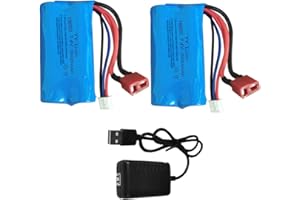 LUFEIS 2 PCS 7.4V 3000mah Batterie au Lithium, avec Chargeur USB XH-3P, pour Véhicules RC, Voitures, Bateaux, Road, Truck, avec 1 chargeurs USB