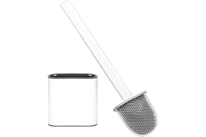 SOSAYET Brosse de Toilette en Silicone, Brosse WC avec Support à séchage Rapide, Brosse de Toilettes Détachable à Manche Long, Balai WC Montage Mural/au Sol pour Salle de Bain