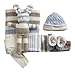 Natures Knits Stripe All In One Blue&Mink Striped 3-6months Organic Cotton Baby Suit