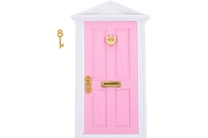 DEREINE Porte Miniature en Bois,Porte pour Maison de Poupée,Porte Fée Miniature,Convient pour Décorer Les Maisons de Poupées et comme Accessoire pour Les Meubles de Poupées(Rose)
