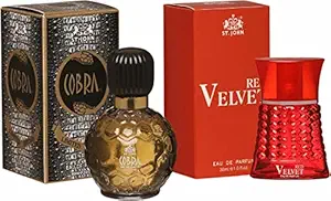 ST.JOHN Couple Perfume Gift Set Cobra 60ml & RED VELVET30ml (PACK 2) Eau de Parfum - 90 ml (For Men & Women)