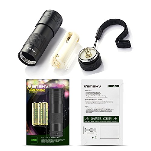 Vansky® UV Schwarzlicht Taschenlampe mit 12 LEDs | Haustiere Urin-Detektor für eingetrocknete Flecken Ihrer Hunde, Katzen und Nagetiere auf Teppichen, Vorhänge, Gardinen, Möbel und anderen Stoffen | inkl. 3xAAA-Batterien - 8