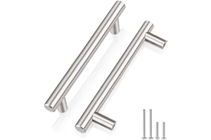 Probrico Lot de 10 poignées pour armoires de cuisine, poignées de porte de cuisine, argent 96 mm espacement des trous