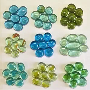 OMI Transparent Glass Pebbles Mixed 9 Color Round 400g (Approx 50 Pieces)