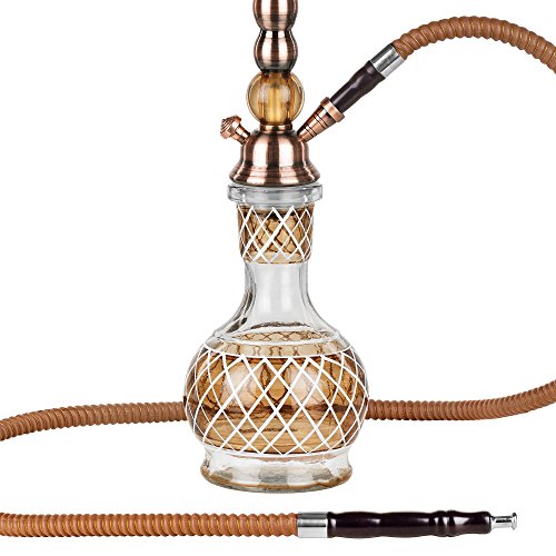 Mianova® Orientalische Wasserpfeife Shisha Hookah Set 47cm Tribal 1 Schlauch inkl. Kohle, 5 Mundstücke und Zange Braun - 4