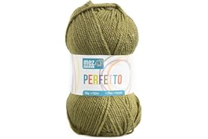 GENERICO Lana acrilica morbida Perfetto Mez Cucirini, filato per uncinetto, lavoro a maglia, tappeti e hobby creativi, gomitolo da 50gr, 133 metri (Avocado P8338)