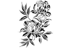 ‎IDEEN MIT HERZ Ideen mit Herz Laser-Kunststoff-Schablone | DIN A4 | Perfekt geeignet für Textilgestaltung, Wandgestaltung, Fenster, Papier, Scrapbooking, Kinder, Basteln, DIY (Pfingstrosen 1)