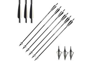 AMEYXGS 6pcs Crossbow Bolts Mixed Carbon Crossbow Arrows 16" 17" 18" 20" 22" for Crossbow Hunting and Archery Practice