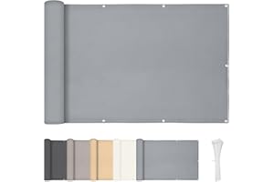 HENG FENG Frangivista Balcone Recinzione 75x500cm PES Frangivento Protezione Acqua Resistente al Vento per Patio Giardino,Light Grigio