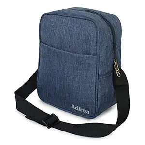 ADIRSA LB3002 Plastic Insulated Lunch Bag / Tiffin Bag for Men, Women, Kids, School, Picnic, Work Carry Bag for Lunch Box | Shoulder Sling Bag | Adjustable Shoulder Strap (Navy Blue )
