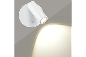 SMY Lighting Spot LED Sans Fil Rechargeable et Dimmable, avec 3 Températures de Couleur, Fonction Minuterie, Commande Tactile et Télécommande, pour Plante, d'Art, Chambre, Salon, Blanc, 1 Pièce