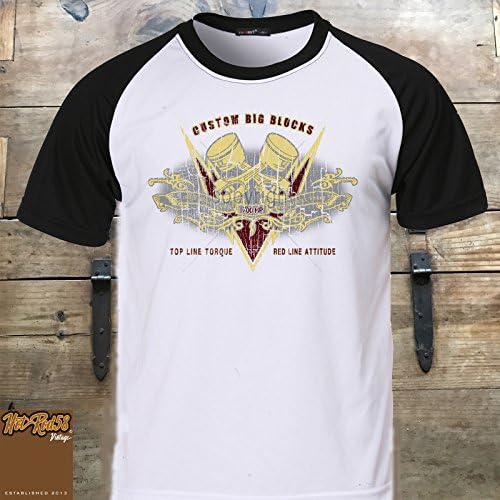 Mens Hotrod 58 T shirt Big Block Engine Race Racing American Muscle Drag Car 11, Large, WHITE WITH BLACK