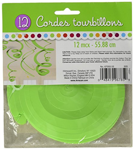 Einfarbige Wirbel-Deckenhänger 55 cm 12er Pack - 2