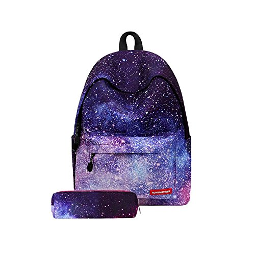 Preisvergleich Produktbild Homeng Mehrfarbiger Frauen-Rucksack aus Segeltuch mit Kapazität, strapazierfähig, modisch, Galaxy Star Cosmic Space Mädchen Schulrucksack lila Sternenhimmel groß