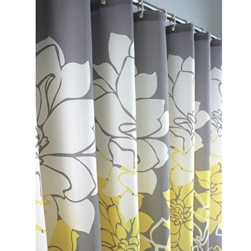 S-ZONE Gelb Pfingstrose Drucken Duschvorhang Verdicken Anti-Schimmel Polyester Wasserabweisend 180x200cm - 2