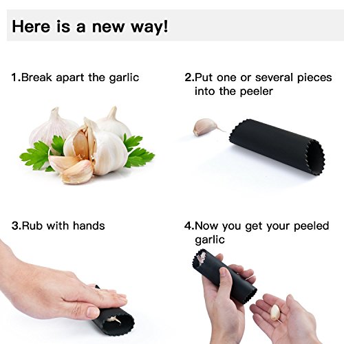SIEGES Knoblauchpresse mit Silikon Knoblauchschäler Ingwerpresse sowie Nussknacker Garlic Press Praktische Küchenhelfer für Hausfrau Koch - 5