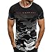Produktbild 2018 Mode Camouflage T-Shirt Herren, DoraMe Männer Schlank Briefe Drucken Bluse Kurze Ärmel Sportlich Hemd Slim Fit Casual Persönlichkeit Tarnung Pullover (Grau, Asien Größe L)
