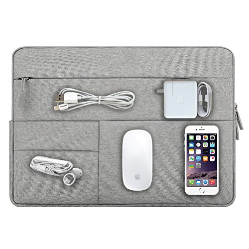 MOSISO Laptop Hülse, Multifunktionssegeltuch Gewebe Kasten Beutel Abdeckung für 12.9 iPad Pro / 13-13.3 Zoll MacBook Air / MacBook Pro / Laptop, Hellgrau - 4