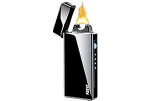 RSBYE Encendedor Eléctrico con Revestimiento de PVD, Mechero Electrico de Llama Grande, Encendedor USB con Arco Engrosado, Hermoso Encendedor, Regalos para Hombres (Negro)