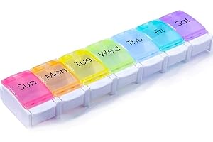 AidShunn Pill Boxes 7 Day Portable Storage Box Weekly Organizer to Hold Vitamins, Cod Liver Oil, Supplements and Medication for Travel Work