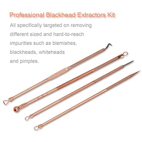 Mitesserentferner, Becoyou 4 Stücke Komedonenquetscher Set aus Edelstahl Pickel Extraktor Professionell Gesundheit Behandlung für Pickel Whiteheads Akne Extraktoren - 4