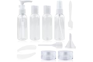 SZXMDKH Podróżne butelki na przybory toaletowe, pojemniki podróżne do wielokrotnego napełniania z przezroczystą torbą na przybory toaletowe, pojemniki na przybory toaletowe z butelkami ze spryskiwaczem, szczelne akcesoria podróżne do kosmetyków szampon i odżywka