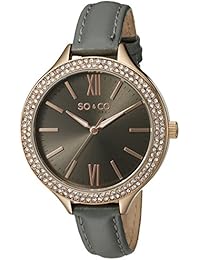 So & Co New York 5089.3 - reloj con mecanismo de cuarzo para mujer, esfera analógica y correa de piel gris