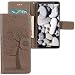 Produktbild Huawei Mate 10 Pro Hülle, CLM-Tech Tasche aus Kunstleder Wallet Case - Schutzhülle [Standfunktion] [Magnetverschluss] [Kartenfächer] [Handschlaufe] Flip Cover - Bookstyle Handy Flipcase Baum Eule grau, PU Leder-Tasche für Huawei Mate 10 Pro Lederhülle
