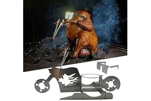 Bomoya Motocicleta Cerveza Americana Soporte portátil para Pollo Barbacoa de Acero Inoxidable con Vasos Soporte para latas de Cerveza Parrilla para Asar al Aire Libre Interior