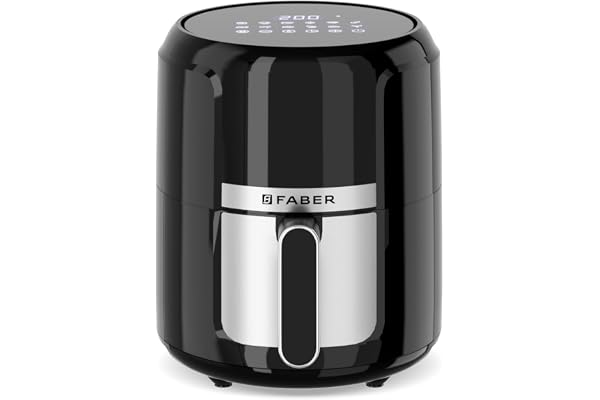 Faber 4L 1350W Digital Air Fryer Fry, Bake, Roast, Toast, Defrost, Grill & Reheat 85% Less Oil, 360° Air Cooking 12-Preset Menu, LED Display, Touch Control, Non-Stick Pan, (Black) FAF 4.0L AS BK