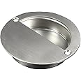 JJOnlineStore [Circular Half Moon] Cupboard Door Handles with Fixing Screws 9cm Diameter, Stainless Steel Silver Recessed Pull Sliding Interior Door Handles Internal Chrome Door Handles Folding Door