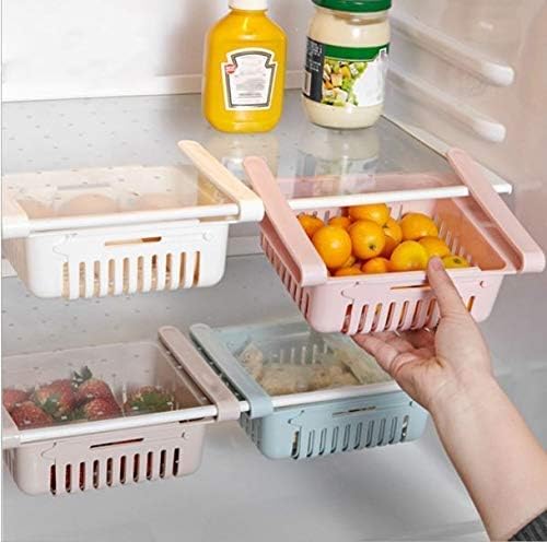 Primelife Adjustable Kitchen Refrigerator Storage Rack Fridge Freezer Shelf Holder Pull-Out Drawer Organiser Space Saver Trays (8)