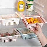 Primelife Adjustable Kitchen Refrigerator Storage Rack Fridge Freezer Shelf Holder Pull-Out Drawer Organiser Space Saver Trays (8)