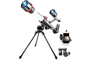 HEYU Telescopio Astronomico, Telescopio Rifrattore Astronomico con Treppiede e Telescopio da Viaggio Portatile per Bambini Principianti Adulti con Adattatore Telefonico