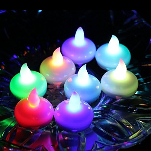 Floating Candles, 12pcs LED Tea Lights Waterproof Flameless Candles for Wedding Decorations Home Bar Party, Multicolour