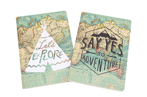 Book's Cover ofLot de 2carnets de voyage Format A5 Inscriptions en anglais Say Yes to Adventure et Lets Explore