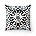 Produktbild 43 x 43 cm Geometrische Muster Design Marokkanische Fliesen Gitter Vierpass-Kissen Kissen Outdoor Cover – für Sofa Hundebett Geschenk Home Decor Kissen – Black & Light Blau