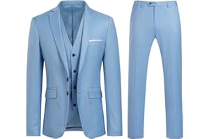 YOUTHUP Costume Homme 3 Pièces Slim Fit Smoking Deux Boutons Mariage Business Confort Elégant Veste Gilet et Pantalon