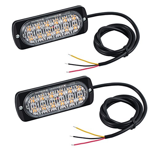 Digital 12v 24v Amber Recovery Strobe 12 Cree LED Lights Orange Grill Breakdown Flashing