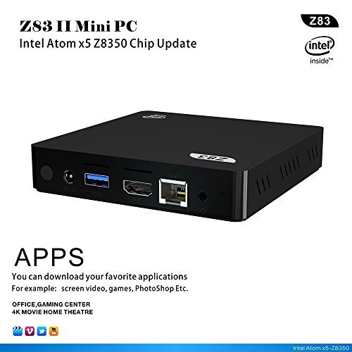 Z83II Mini PC Windows Desktop PC Win10/4K mit Intel Atom CPU 1,92 GHz, 2M Cache, DDR3 2GB / 32GB, 1000Mbps LAN,USB 3.0, 2*USB 2.0, HDMI, SD, 2.4G/5.8G WiFi, Bluetooth 4.0 - 5