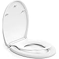 Pipishell Family Toilet Seat Soft Close with Removable Child Seat, Quick Release for Easy Cleaning, Top Fixing, White Toilet Seat with Adjustable Hinges, O-Shaped Family Seat