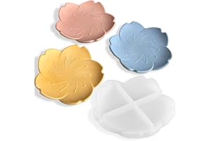 RUIYDZ 3D Cherry Blossom Petals Tray Silicone Mould Flowers Jewellery Storage Plate Silicone Moulds Casting Mould Jewellery Bowl Epoxy Resin Moulds Jewellery Tray Snack Plate Resin Moulds