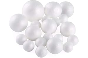 DIERCOSY Polystyrène boules blanches Craft mousse Décor ronde Art Boules Décoration pour les projets scolaires ménagers 5 tailles 20PCS