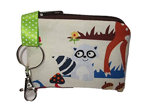 Preisvergleich Produktbild TryPinky® Schlüsseletui Tasche Mäppchen " Waschbär Creme" Damen Geschenk Schlüsseltasche Tier süß Schlüsselmäppchen Tiere im Wald