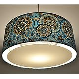 Lampenschirm Handgemacht 50 cm Durchmesser aus Stoff // Mandalas Türkis