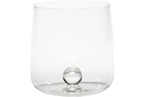 Zafferano Bilia - Vaso Tumbler de Vidrio Transparente Hecho a Mano, Decorado con una Bola de Vidrio de Color en el Interior, cl 44 h 90mm d 88mm, Juego de 6 Piezas - Transparente