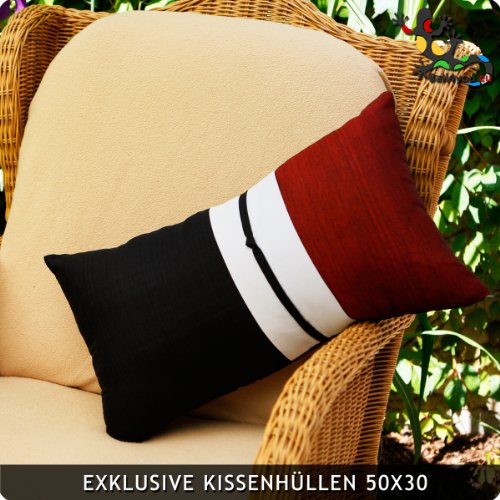 Bali Exklusiv Kissenhülle 50x30 Kissenbezug Sofa Kissen Bordaux/Tuschschwarz