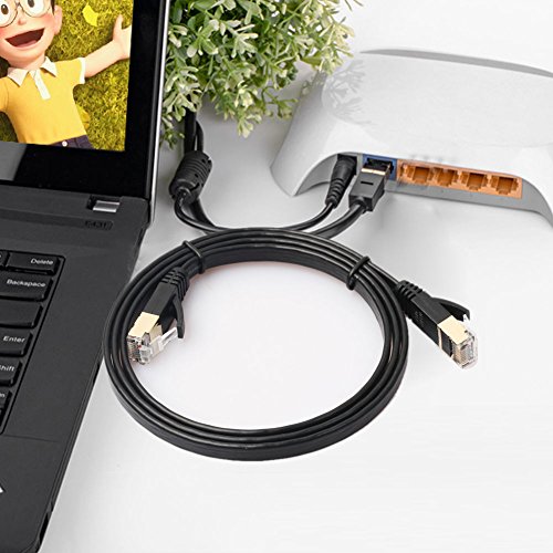 ULTRICS® Cat7 Ethernet Kabel, 10M High Speed Computer Router Netzwerk Flach LAN-Kabel mit professionellen vergoldeten Kopfstecker STP DrŠhte CAT 7 RJ45 Internet Netzwerk Modem Kabel – 1M - 3